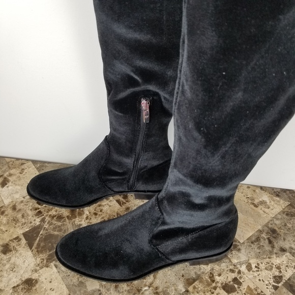 Marc Fisher/Over the Knee Black Velvet Boots - Picture 3 of 8